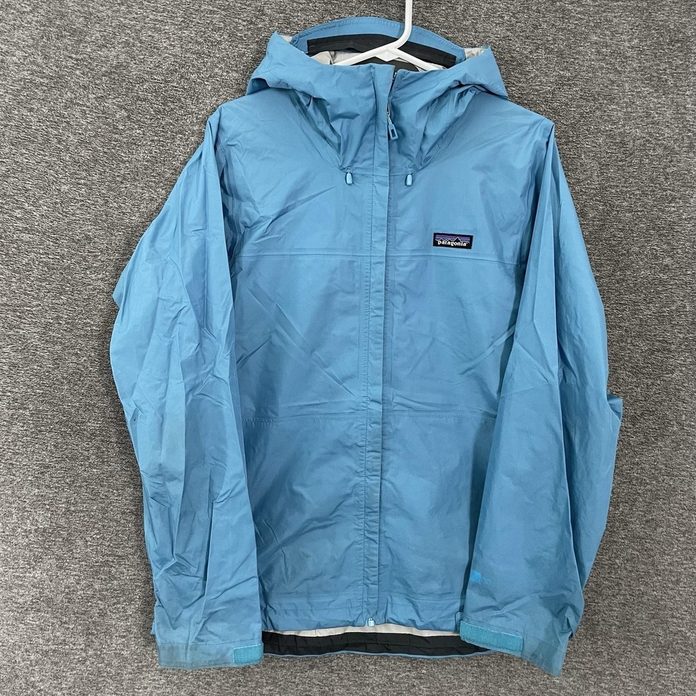 Patagonia Jacket Womens Large Blue H2No Rain Hooded Shell Waterproof Nylon